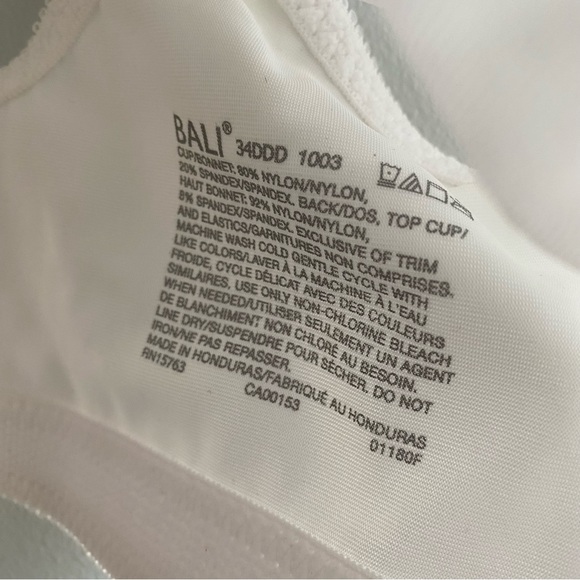 Bali 1003 tagless wire free front closure bra in white lace mesh size 34DDD - Picture 7 of 7